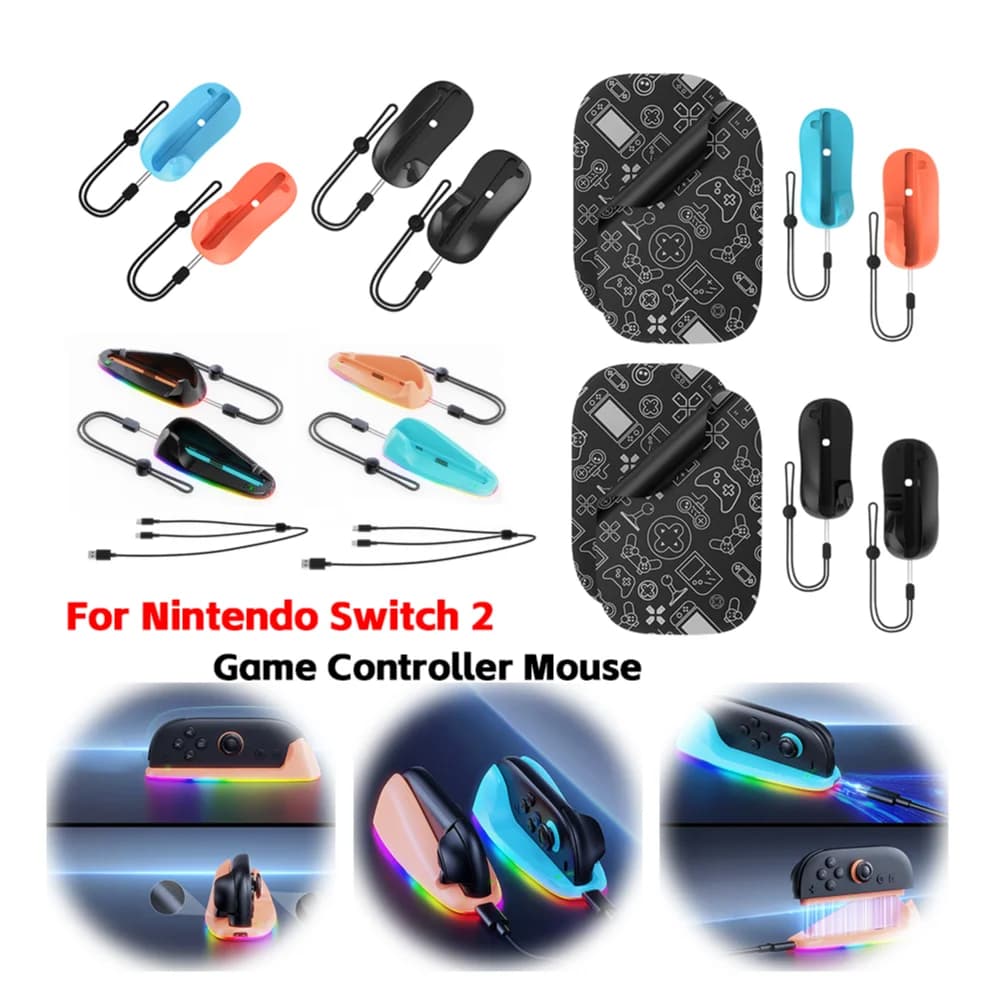 Mouse per controller da gioco 2PC Mini mouse ergonomici portatili Custodia per maniglia con staffa per controller sinistra + destra per Switch 2 Joy-Con