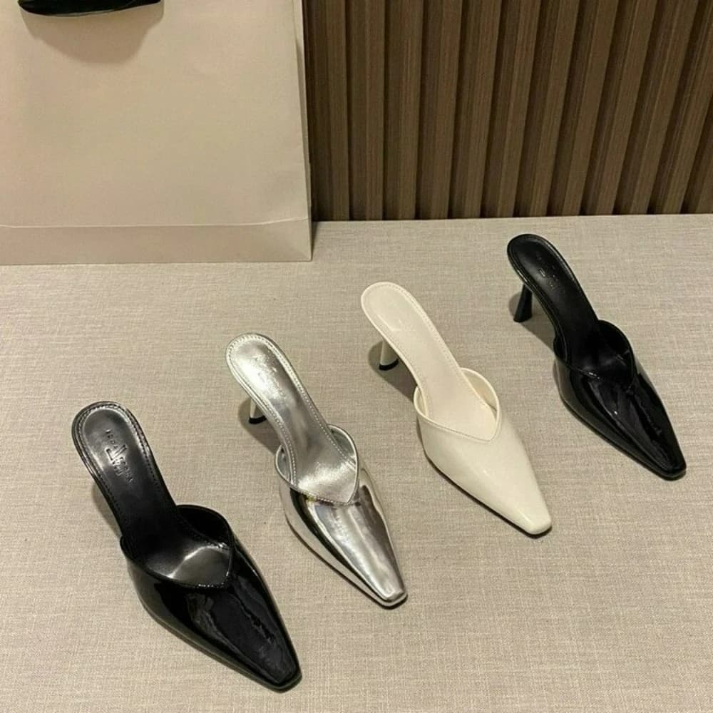 Nuove Ciabatte da Donna di Design con Punta Affusolata, Tacchi Bassi Sottili, Scarpe Casual Eleganti, Mules Estive