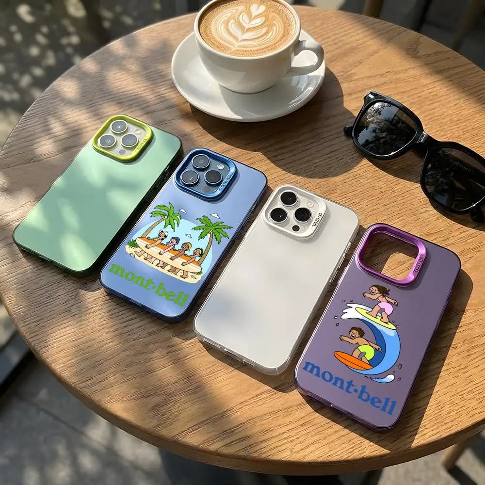 Custodia per telefono Sportswear M-montbells olografica argento, cover colorata in TPU per iPhone 17 16 Pro Max