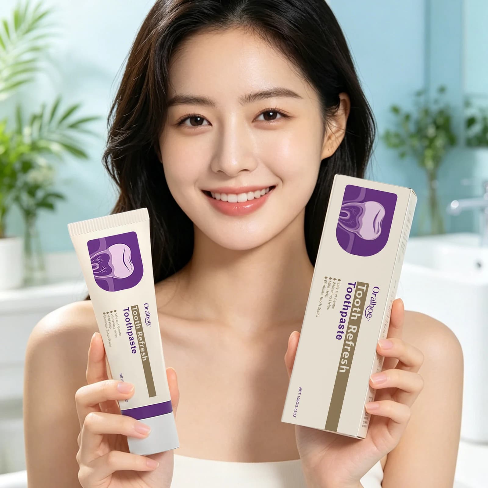 White toothpaste for a Duraturo Fresco Alito, Removes Macchie, Repairs the Nail Polish, Enlighten the Tooth, Improve Oral Hygiene