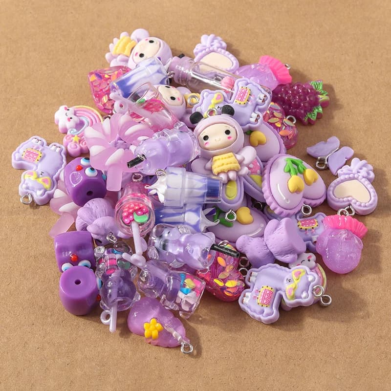 10Pcs Mix Resin Flower Fruit Animal Heart Charm for Jewelry Making Pendants DIY Earring Necklace Bracelet Accessories