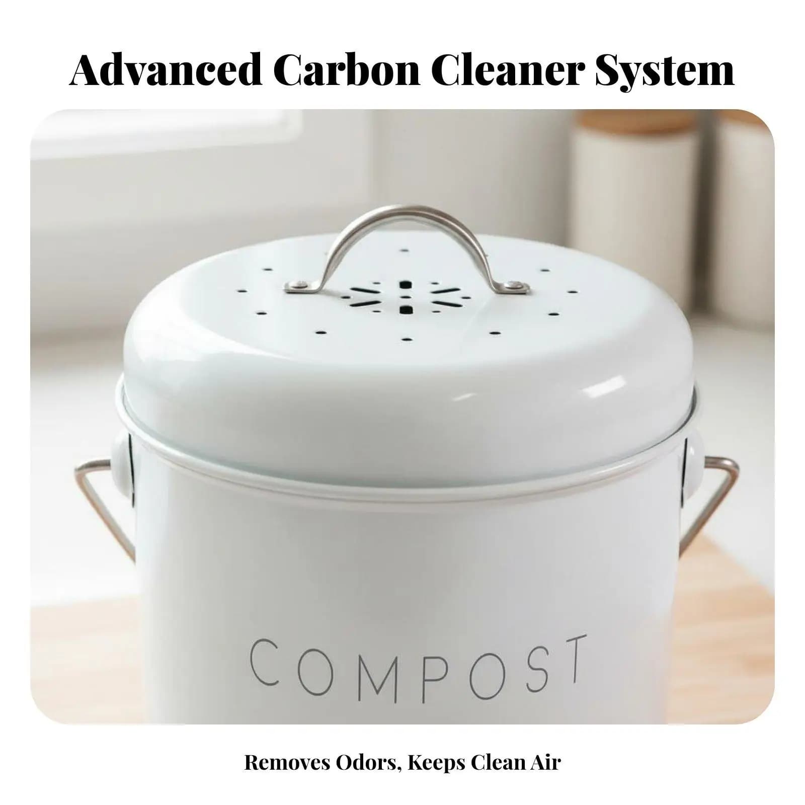 Desktop Trash Can with Carbon Filter Lid Small Composting Box Compost Bucket Waste Pail for Easy Kitchen Cleanup