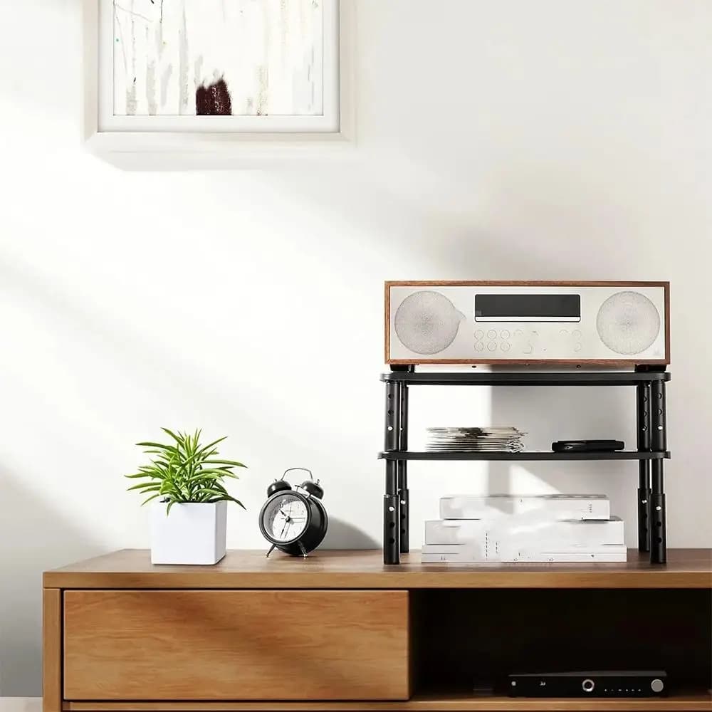 Supporto per monitor per computer regolabile in 3 alte, cassetto portaoggetti in metallo, supporto per la regolazione dell'altezza del monitor, portatile, per aumentare l'altezza