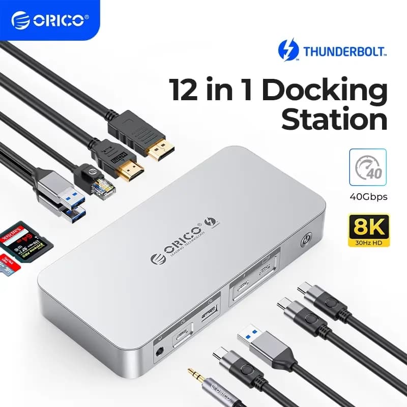 ORICO Docking Station Thunderbolt 4 Adattatore da Tipo C a HDMI 8K@30Hz USB 3.2 Gen2 HUB Splitter per MacBook