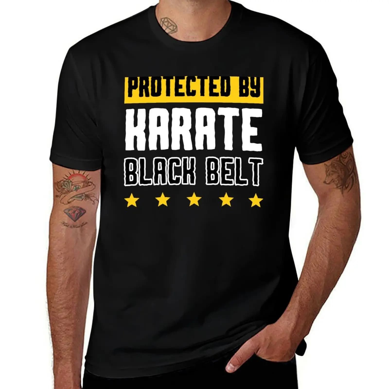 Protected by Karate Black Belt T-Shirt Dry Fit Running Short Sleeve Top