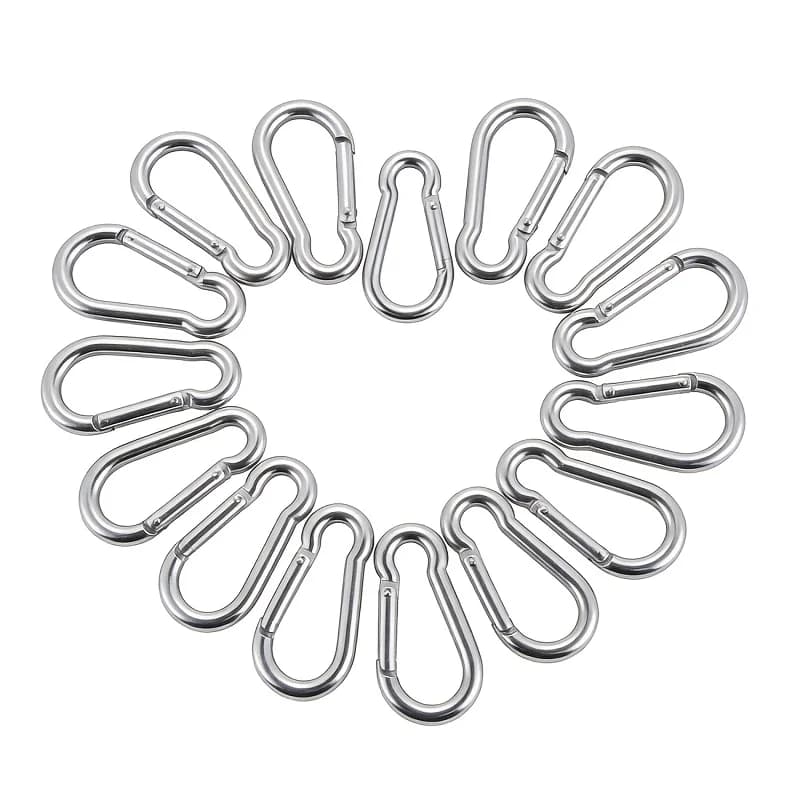15PCS Economical Silver Carabiner Buckles Bulk Supply Durable Stainless Steel Clips Fashion Decor Accessories For Key Rings Bag
