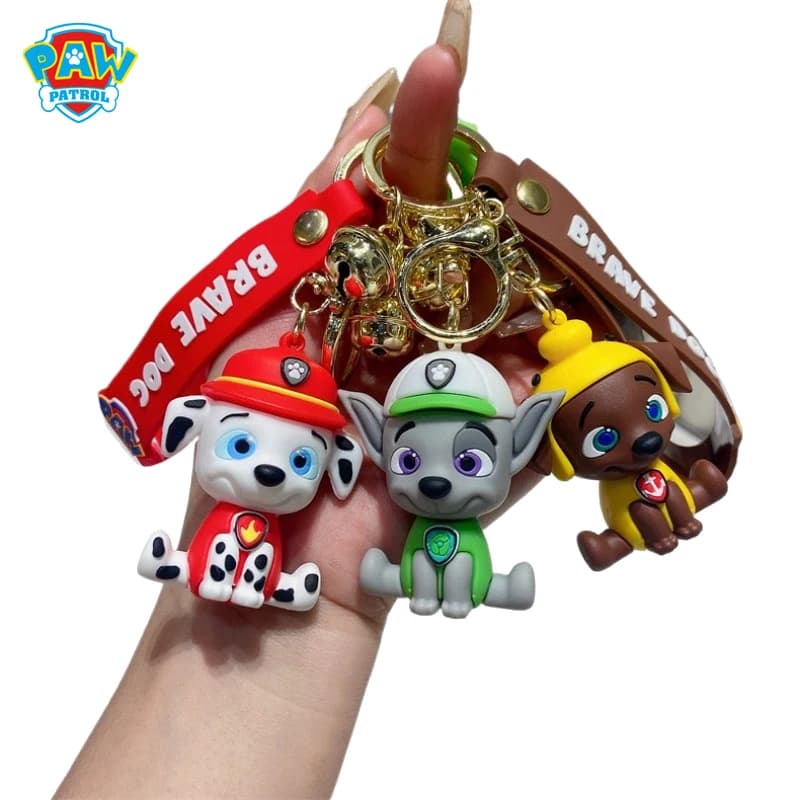 New Anime PAW PATROL Action Figures Keychain Chase Skye Rocky Marshall Bag Cute Pvc Doll Car Key Chain Toy Gift