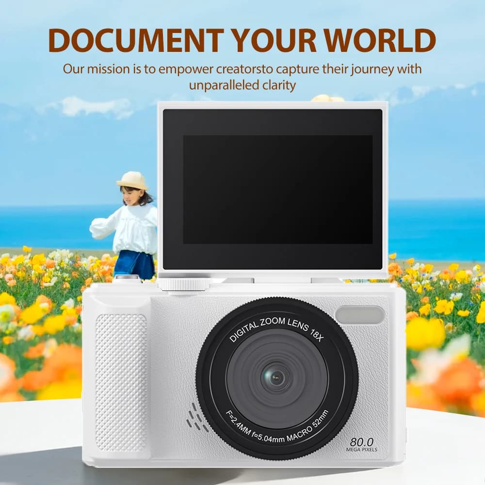 Fotocamera 5K Ultra HD con Foto Max 75MP, Schermo HD da 3.0 Pollici, Zoom Digitale 18X, Autofocus AF, Controllo WiFi tramite APP, Compatibile con Webcam