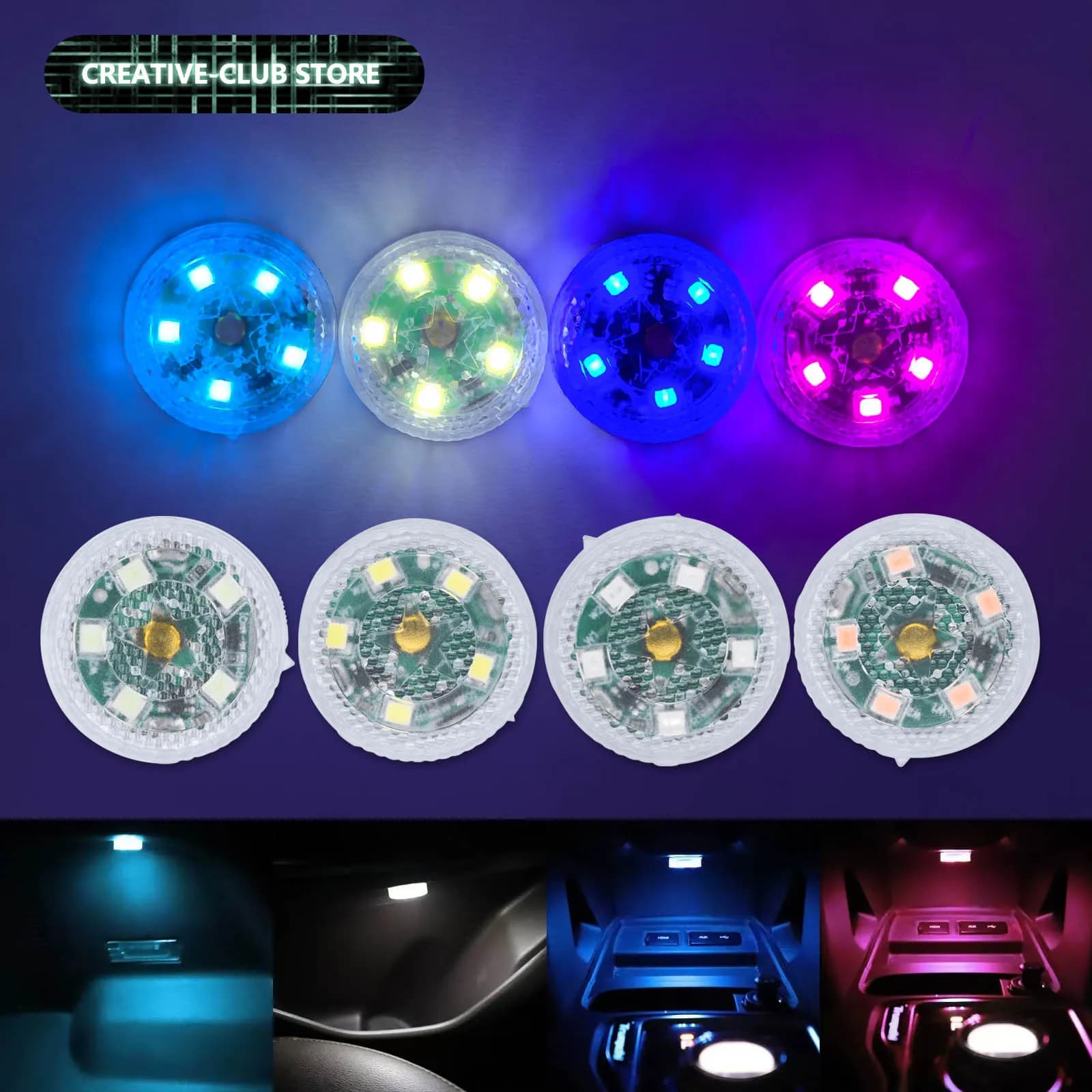 Luce interna per auto Luce per illuminazione per auto Touch per dito Mini Luce tattile per auto Lampada per illuminazione a LED Luce ambientale Luce notturna touch