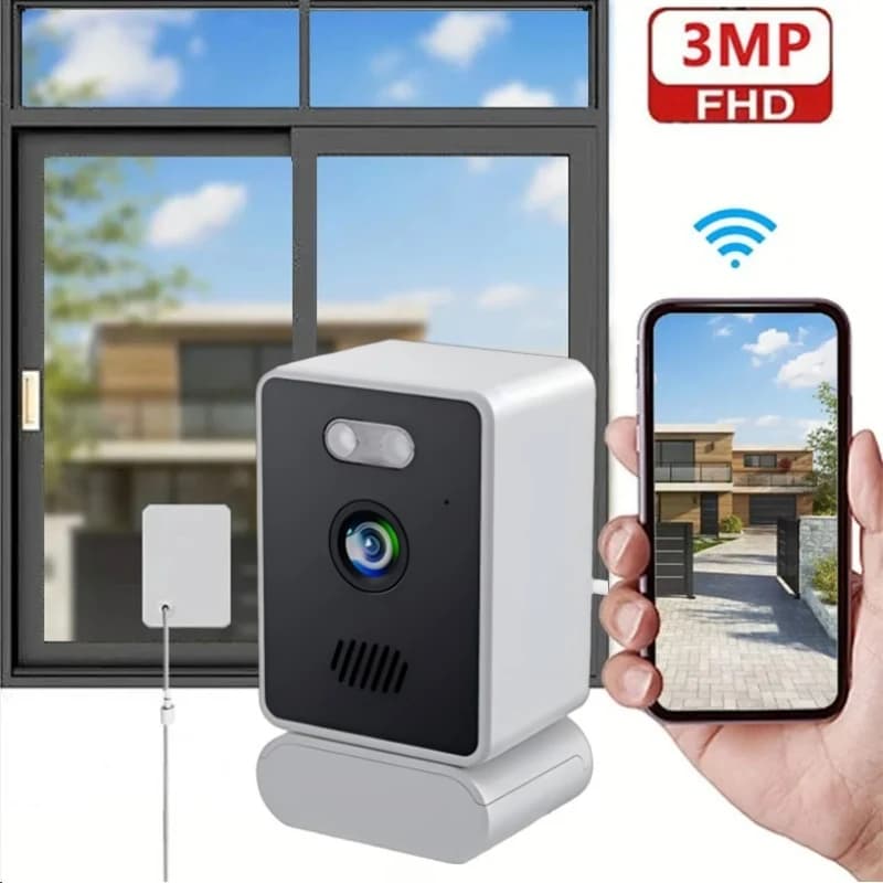 Mini surveillance camera for internal windows from 3 MP Adhesive glass Webcam Night vision Automatic detection Remote monitoring Security camera Wifi