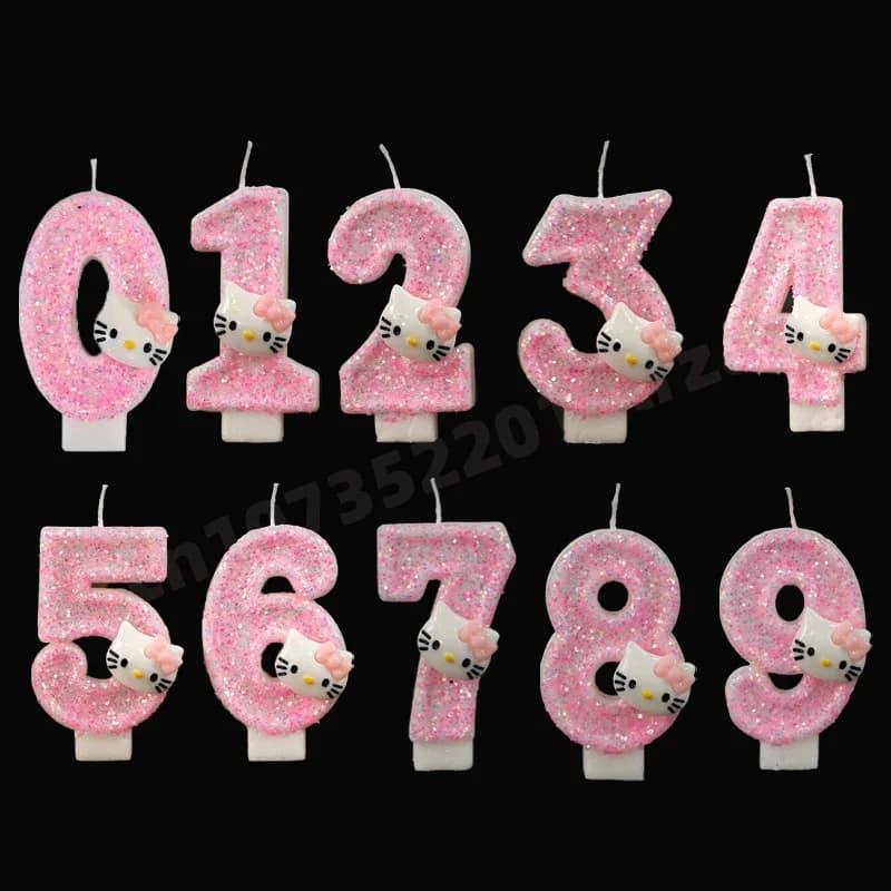 Simpatico creativo Hello Kitty Candela Torta di compleanno Decorativa Creativa Cartoon Girls Kitty Cat Celebrazione Forniture per feste all'ingrosso