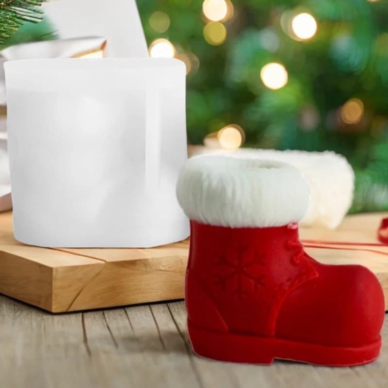 1 piece, Christmas boots fragrance candle silicone mold gypsum hand soap Christmas gift decoration display piece