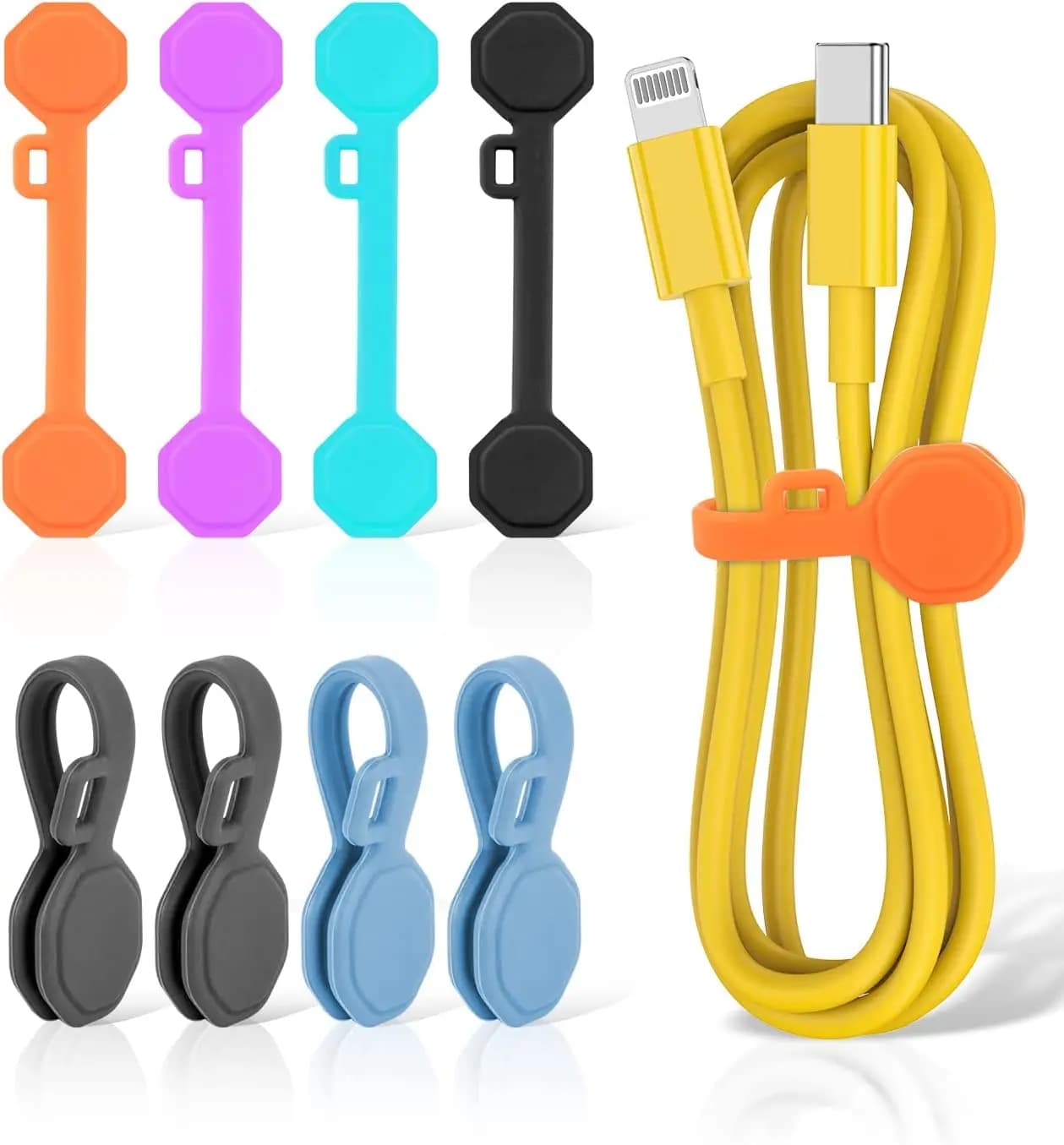 8 fermagli e fascette magnetiche riutilizzabili, organizer per cavi per telefoni, magneti per lavagna e frigorifero