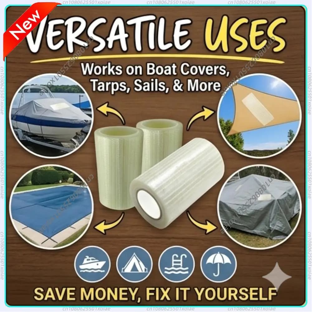 Nastro di riparazione impermeabile per tende da sole RV, toppa resistente per tende, coperture per barche, teloni, nastro sigillante per campeggio ed escursioni all'aperto