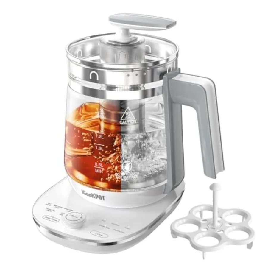 Bollitore Elettrico con Infusore per Tè e Controllo della Temperatura, 1.5L in Acciaio Inox, 1200W, Ebollizione Rapida, Programmabile