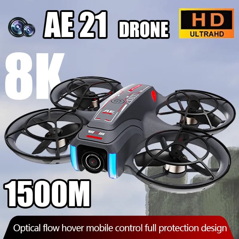 Mini Droni AE21 HD con Doppia Fotocamera, Schermo da 4.3" e Telecomando, Quadricotteri RC con Protezione Elica, Giocattoli Elettronici per Riprese Video Aeree