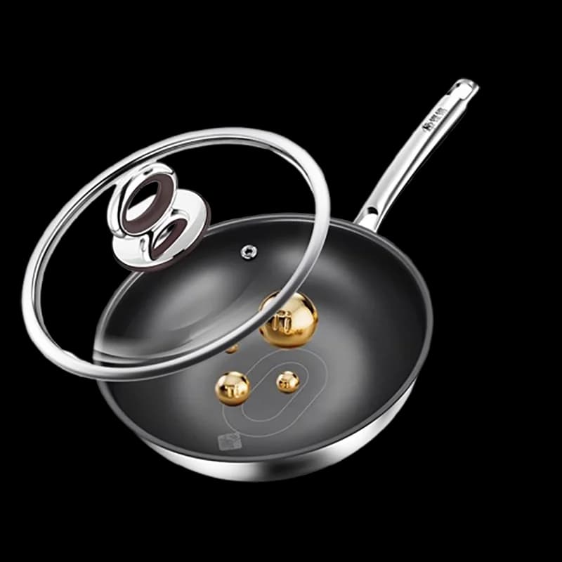 Pentole da cucina Wok antiaderente in titanio per friggere per prodotti da cucina domestici con fornello a induzione a gas