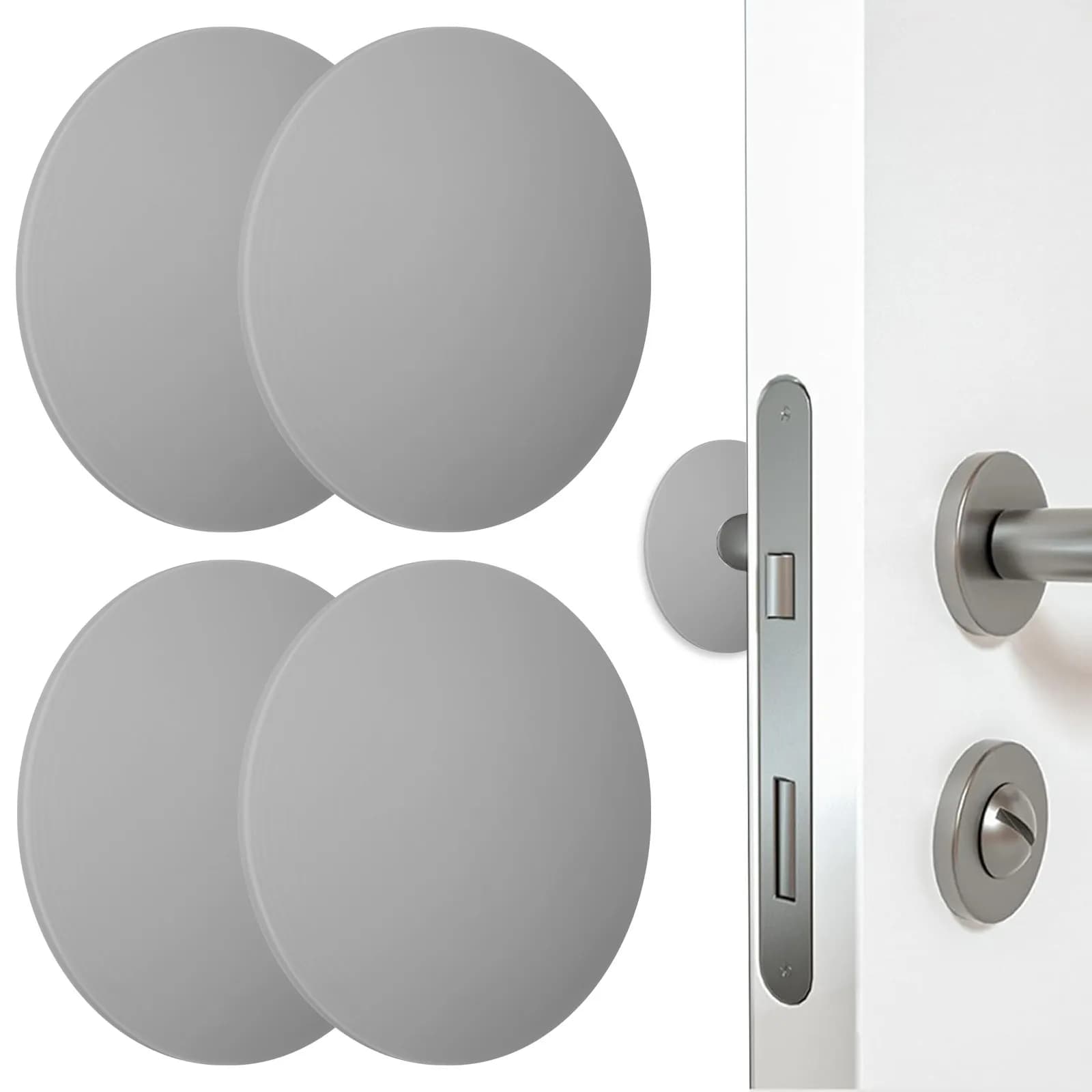 4 Pezzi Protezioni Adesive in Silicone per Maniglie Porta, Ammortizzatori Anti-Collisione, Protezione Silenziosa per Pareti