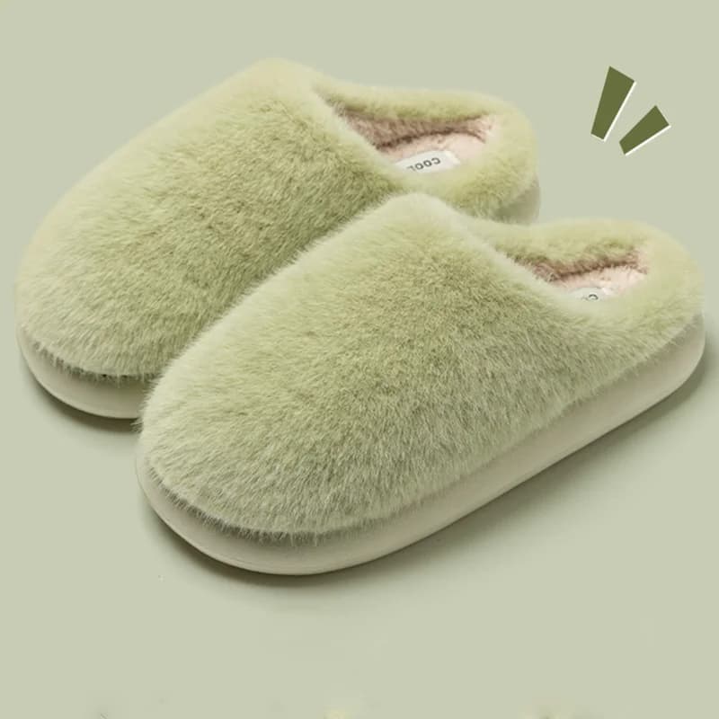 Winter Women's Faux Fur Warm Slippers-Plush Toe-Cover Slip-Resistant Cotton House Shoes,Soft Cozy Indoor Slides with Thick Sole