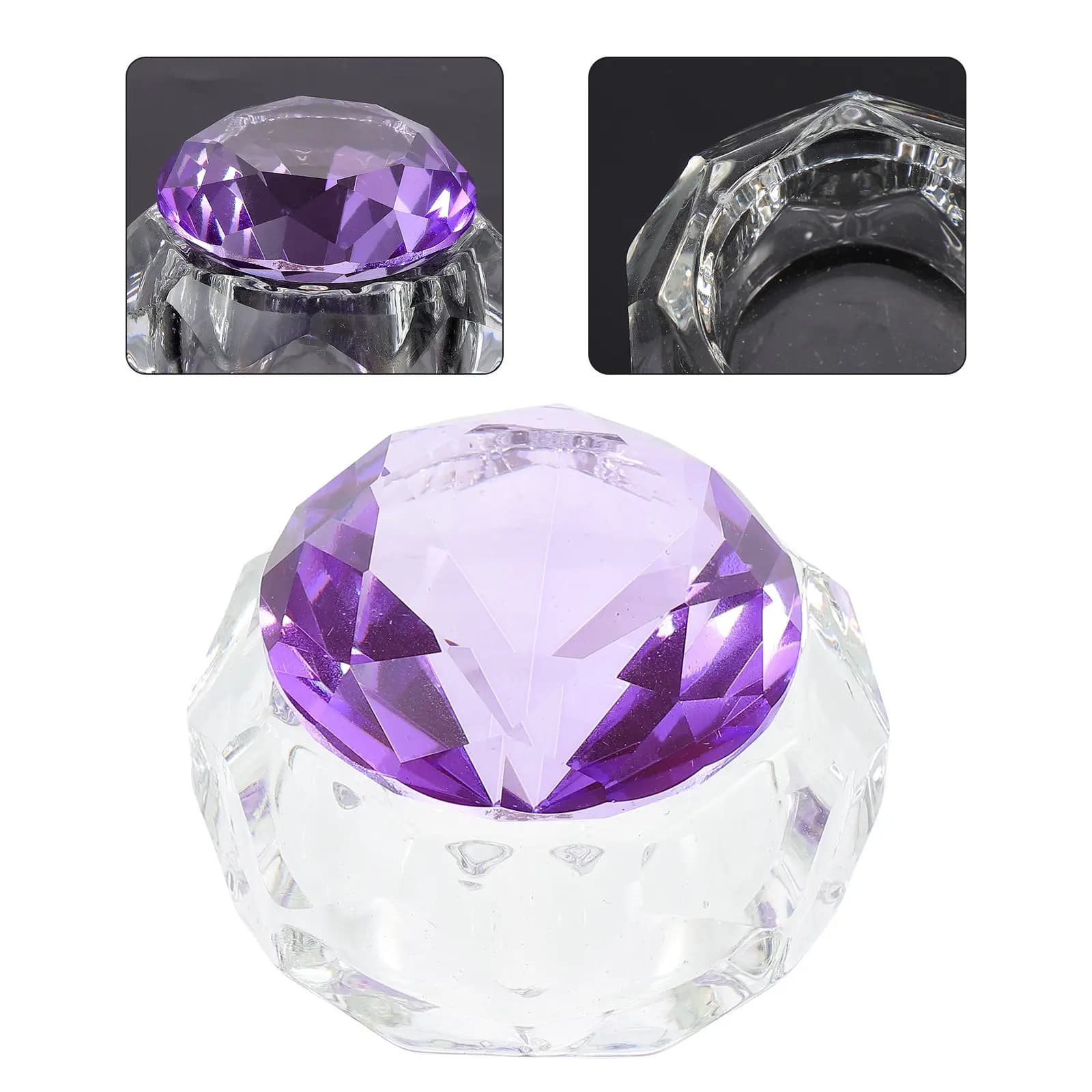 Contenitore per Polvere e Liquidi per Unghie in Cristallo, Base Spessa Trasparente, Strumento per Manicure e Nail Art