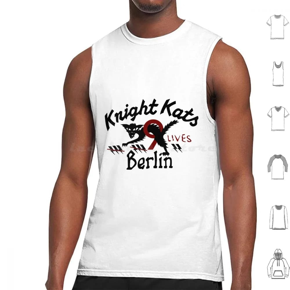 Knight Kats 9 Lives Berlin Canotte Canotte senza maniche Geek Nerd Geekly Geeklyshirts Film Fumetti Cartoni animati Supereroi