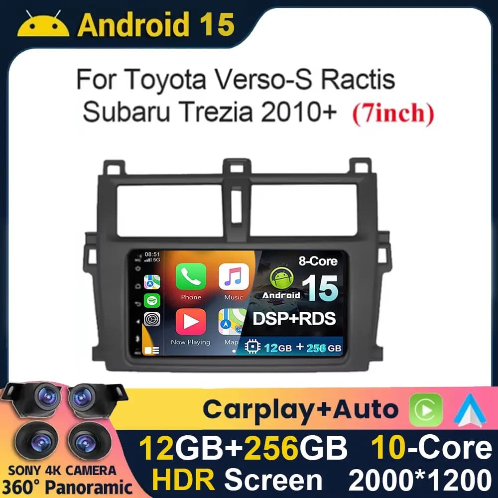 Autoradio da 7 pollici per Toyota Verso-S Ractis Subaru trezia 2010 Android Auto Radio Carplay Autoradio Car Multimedia RDS GPS 5G