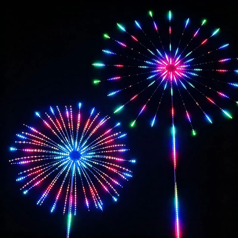 Programmable Windmill‑Rotating Firework LED Strobe Light Double‑Sided Outdoor Lamp for Garden Square New Year Scenic Lighting