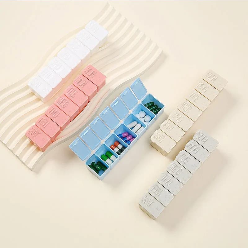 Weekly organizer for pills, medicine box, travel pills container for 7 days, pills separator container, for tablets, vitamins, remedies, FYQ24 organizer