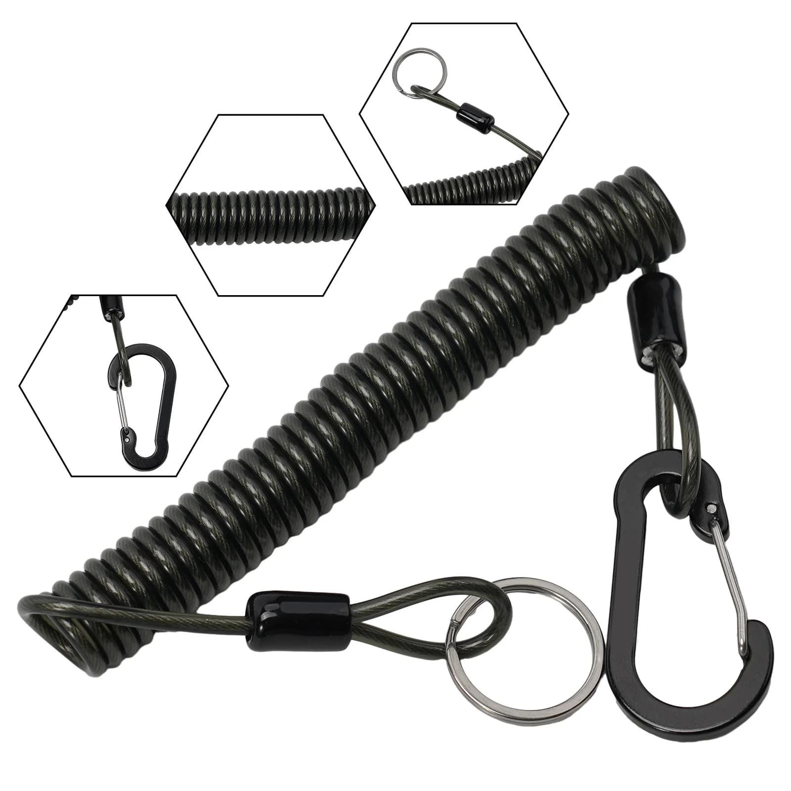 1 pz 1.2 M/2 M Pesca Perso Corda Anti-Perso A Spirale Primavera Richiamo Pinze Cordino Filo Corda A Molla Prevenire La Goccia asta perdere Pesce strumento