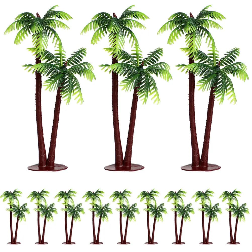 20 Pezzi Alberi di Cocco Artificiali in Plastica, Decorazioni per Acquari, Piante in Miniatura per Paesaggi Acquatici, Accessori per Allestimenti