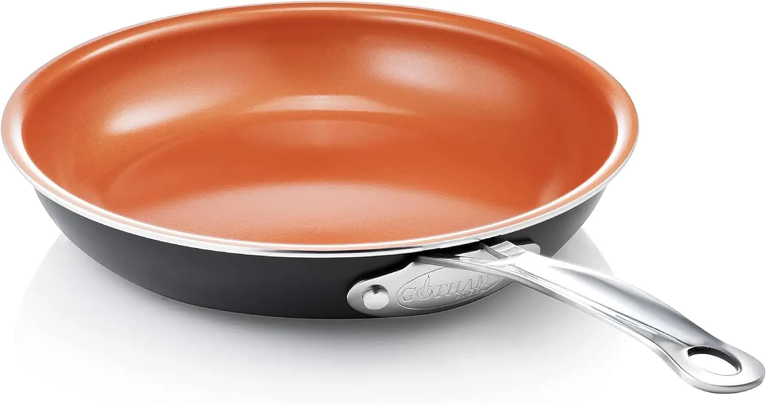 Padelle antiaderenti in rame Gotham Steel da 9,5 pollici, padelle antiaderenti in ceramica non tossiche senza PFOA PFOS, leggere