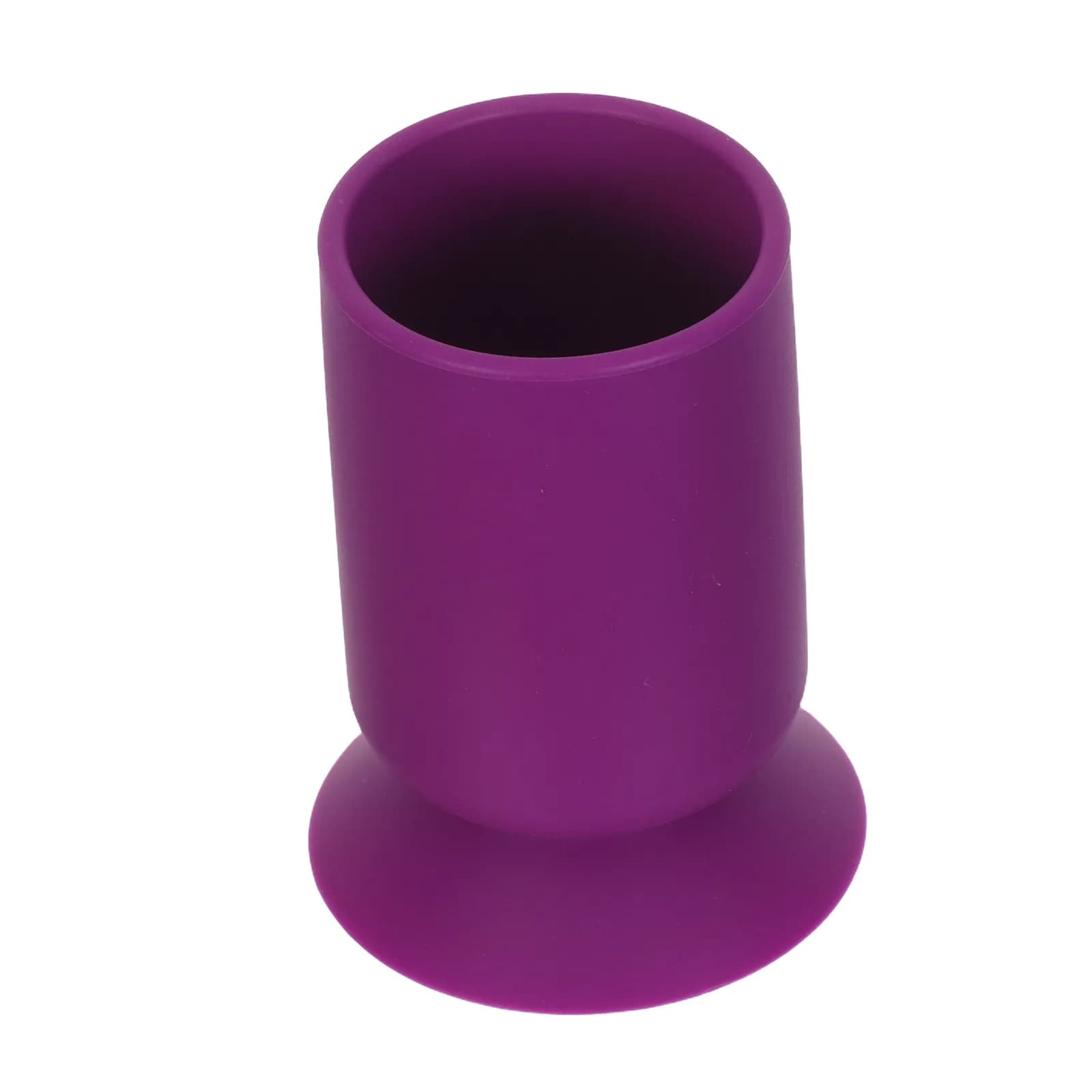 Portapenne in Silicone con Ventosa Viola, Contenitore Stabile da Scrivania per Pennelli, Organizer per Trucchi, Porta Matite e Forbici
