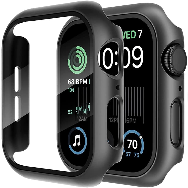 Glass + Cover for Apple Watch Series 9 8 7 6 SE 5, Screen Protector accessory for iWatch, Apple Watch Series 44mm 40mm 41mm 42mm 38mm