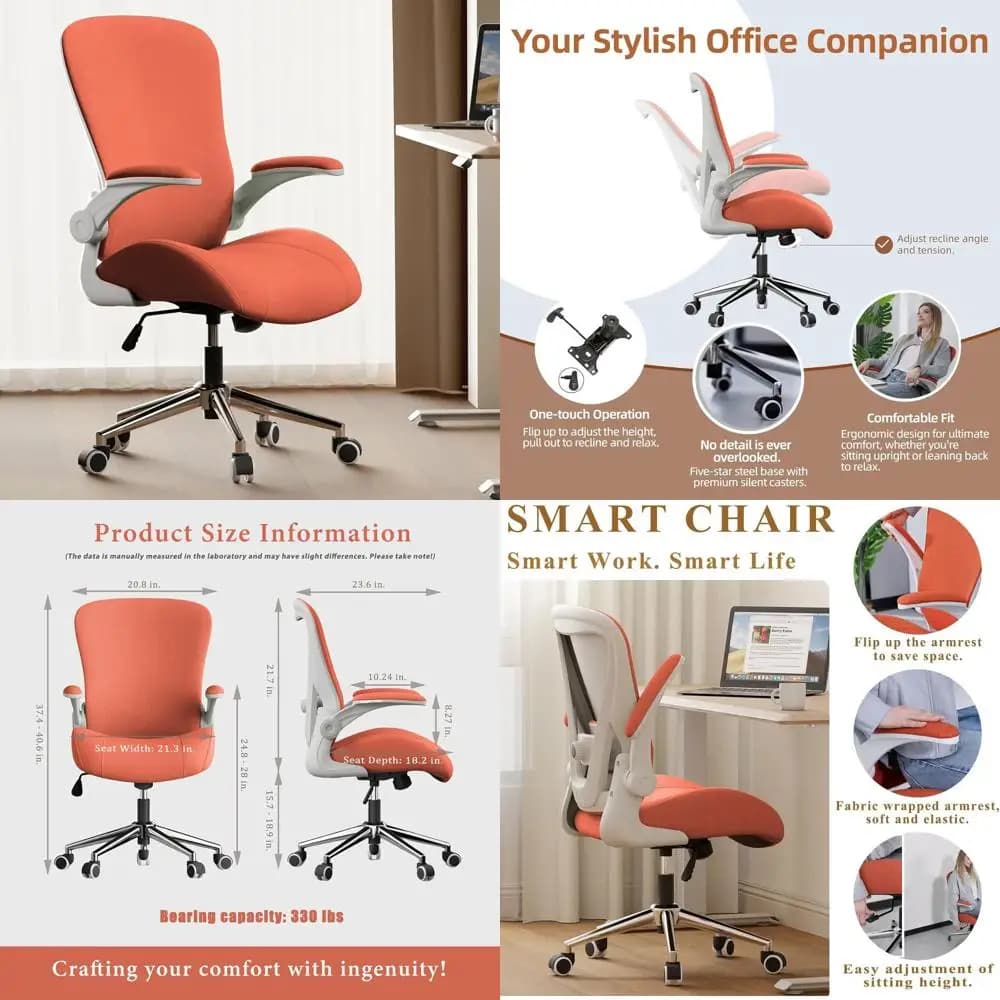 Sedia da ufficio ergonomica con cuscino del sedile ispessito, supporto lombare regolabile, perfetta per comfort ed eleganza, ideale per la casa