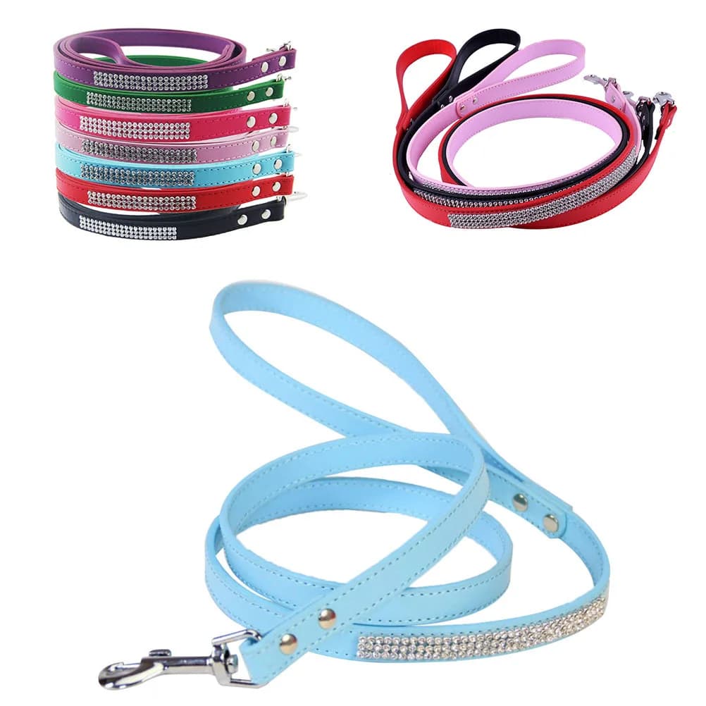 Guinzaglio per Cani con Strass, in PU, per Cani di Piccola Taglia, Flessibile e Scintillante, per Addestramento e Uso Quotidiano