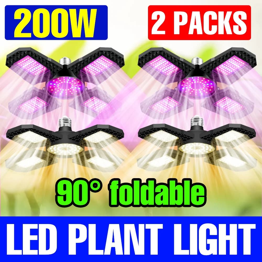 2Pack 200W LED Coltiva Le Luci E26/E27 Deformable Spectro Complete Plants Lamps 100-277V Semina di Fiori Serra Hydroponic lighting