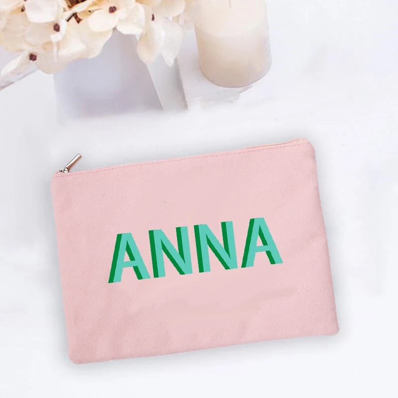 Borsa per il trucco con monogramma personalizzato, borse per cosmetici con nome personalizzato, custodia per articoli da toeletta da donna, astuccio per studenti, miglior regalo