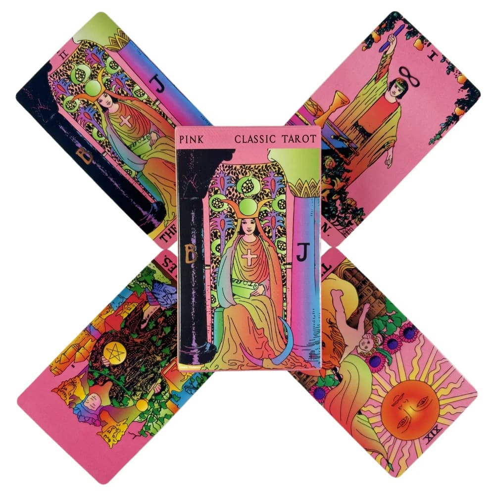 Pink Rider Tarot Card Deck 78 Cards for Beginners and Party Games Mysterious Divination Board Game