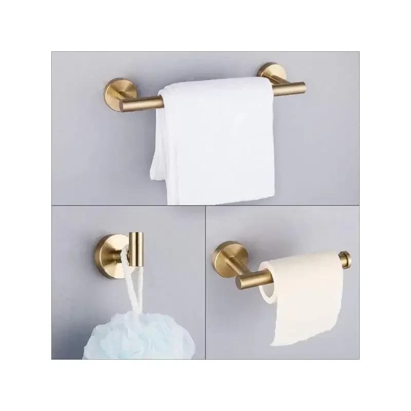 Set di accessori per il bagno in 3 pezzi: include portasciugamani, porta carta igienica e gancio per accappatoio per l'elegante organizzazione del bagno