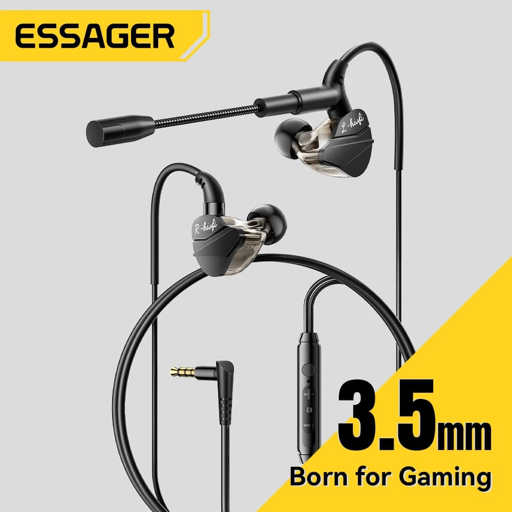 Essager Gaming Headphones 3.5 mm USB Type C Wired Headphones Trolley Headphones Gaming Headphones Volume Control Microphone for Android MP3/ MP4