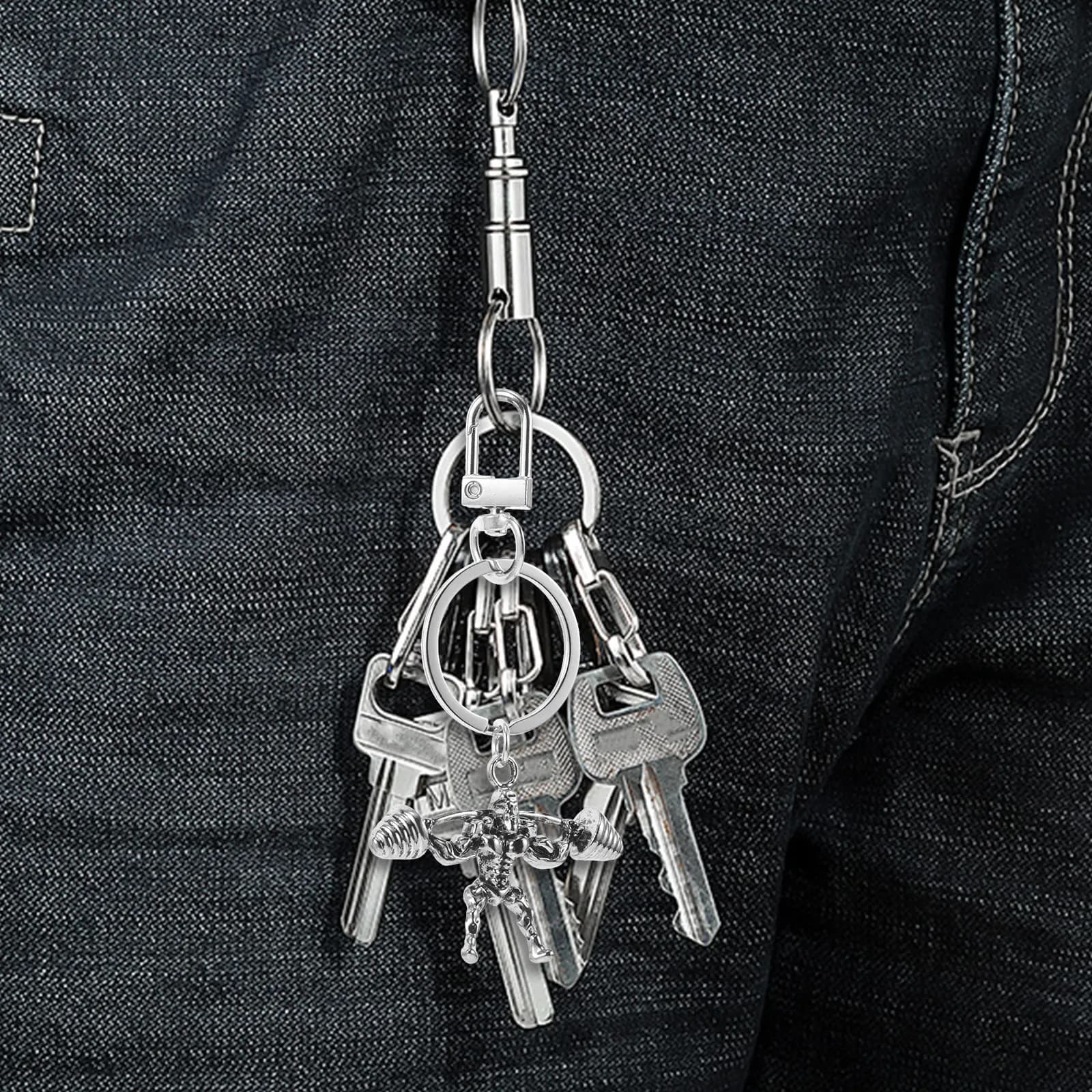 Handlebar Shape Metal Keychain, Motivational Sports Accessories for Gym, Car and Wallet