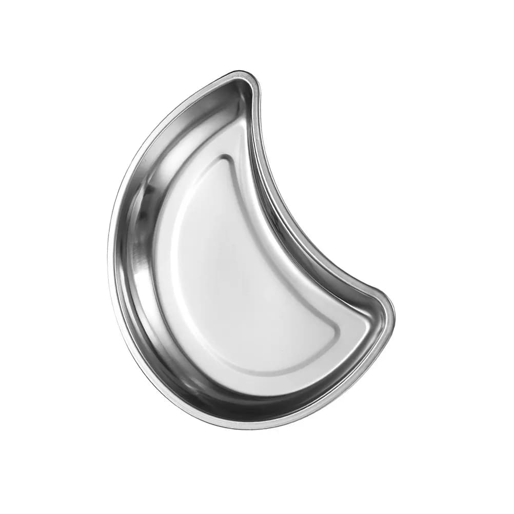 Vassoio per Alimenti a Forma di Mezzaluna in Acciaio Inox, Piatto Multiuso per Servire Frutta, Snack, Pasticcini e Frutta Secca, Stoviglie per la Casa