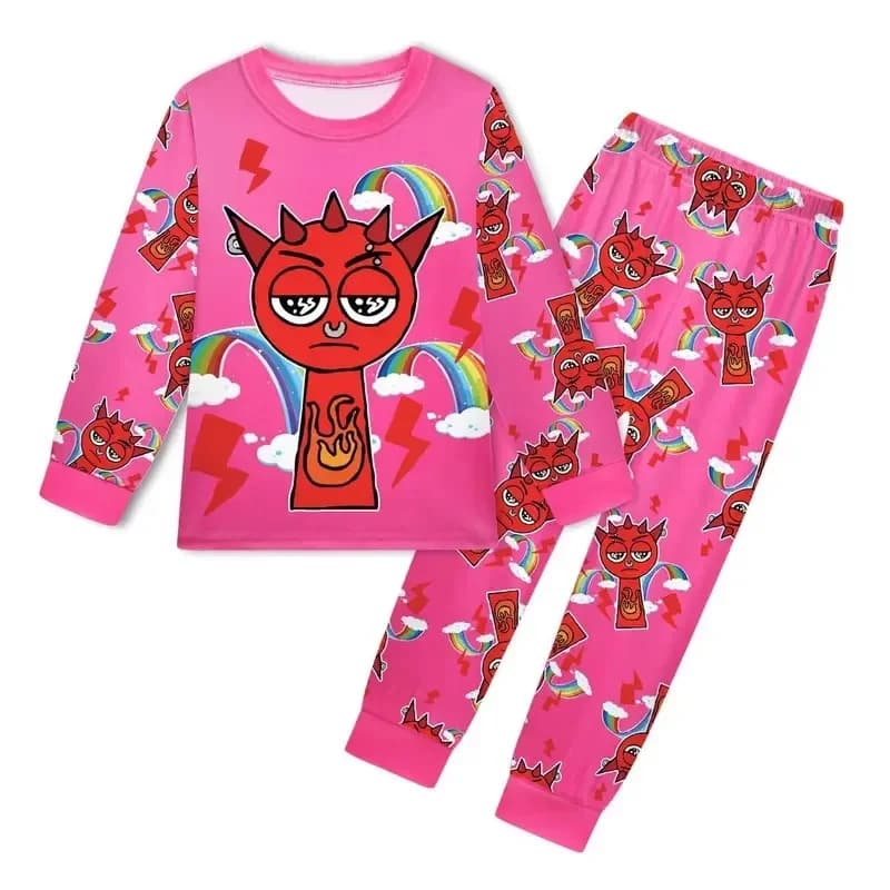 New 2026 Cute s Sprunki Plush Clothing Game Incredibox Pajamas Long Sleeves Tshirt Pants 2pcs Set ren Spring Sleepwear COS