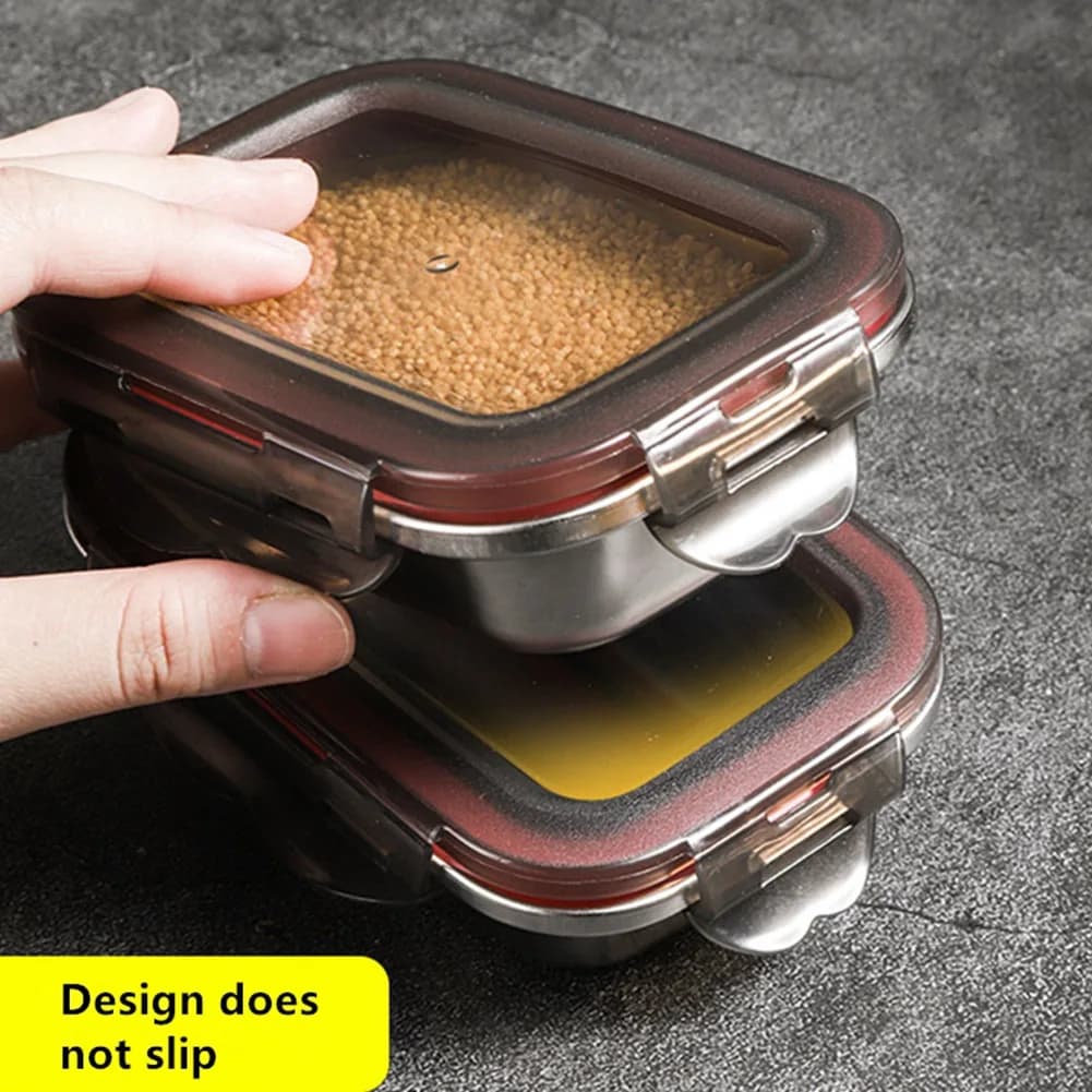 AB13-2X 220Ml Stainless Steel Lunch Box Sealed Food Fresh-Keeping Boxes Office Bento Container Lunch Container