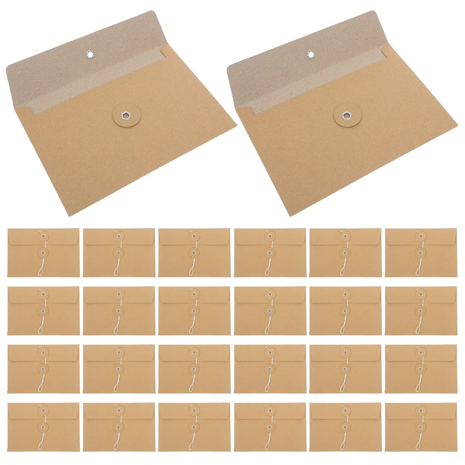 30 buste per archiviazione in carta kraft marrone, con chiusura a cordoncino, organizer per documenti, per ufficio, scuola, casa, progetti, tasche