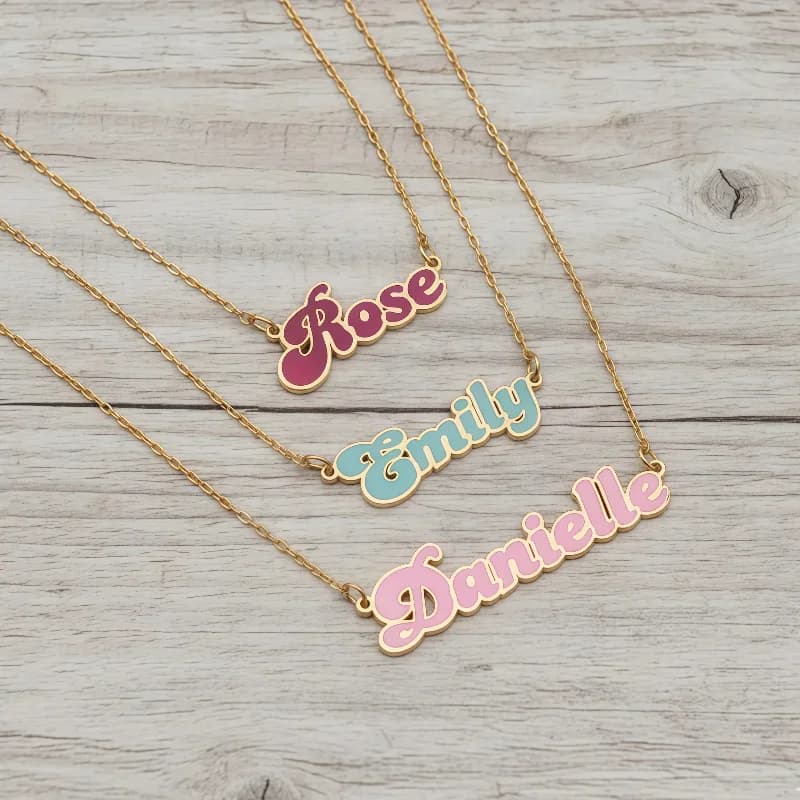 Amaxer Custom Colorful Bubble Letter Name Necklace for Women Girls Personalized Statement Stainless Steel Jewelry Gifts