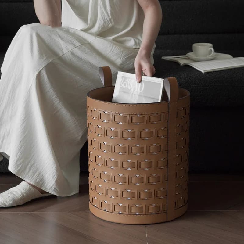 Leather dirty linen basket Braided storage basket Multifunction organizer basket Large size living organizer baskets
