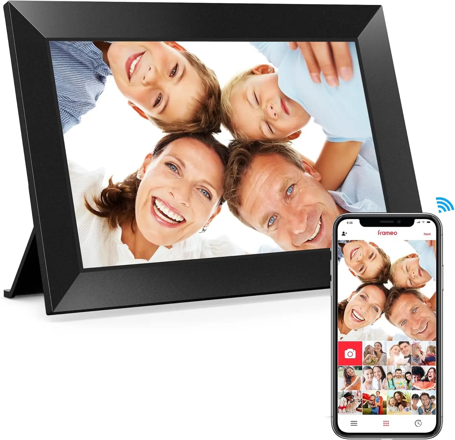 Cornice digitale WiFi da 10,1 pollici con memoria da 32 GB, touchscreen, invia foto dal telefono da qualsiasi luogo