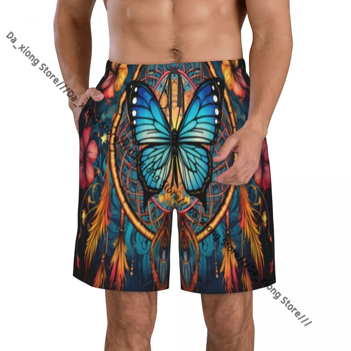 Men Beach Short Quick-drying Swimming Trunk Winged Dreamcatchers Swimwear Swimsuit Bathing Shorts