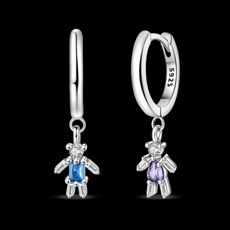 Orecchini a Cerchio Divertenti a Forma di Robot in Argento Sterling 925 con Zirconi CZ Scintillanti, Ideali come Regalo di Compleanno